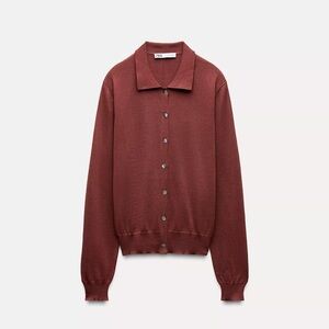 BASIC SILK BLEND KNIT CARDIGAN TERRACOTTA